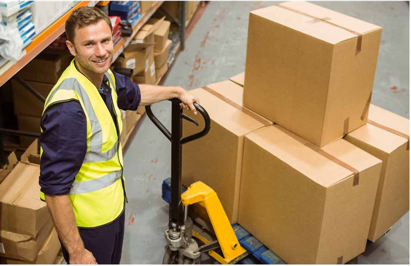 Creating a Lean Real-Time Warehouse: Worker at pallet lift
