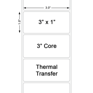 3" x 1" Thermal Transfer Label with 3" Core